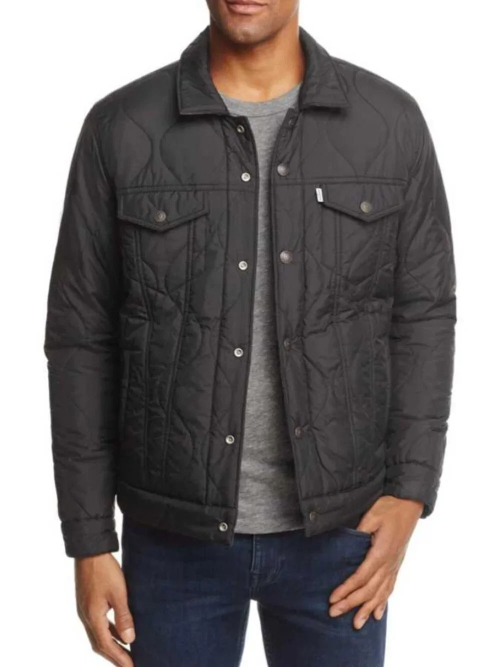 New S Levi's reversible trucker jacket - gray quilted camo - black puffer